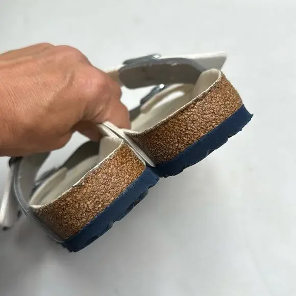 BIRKENSTOCK Arizona White Silver Double Strap Leather Narrow Sandals S-375 36 EU - Picture 7 of 11